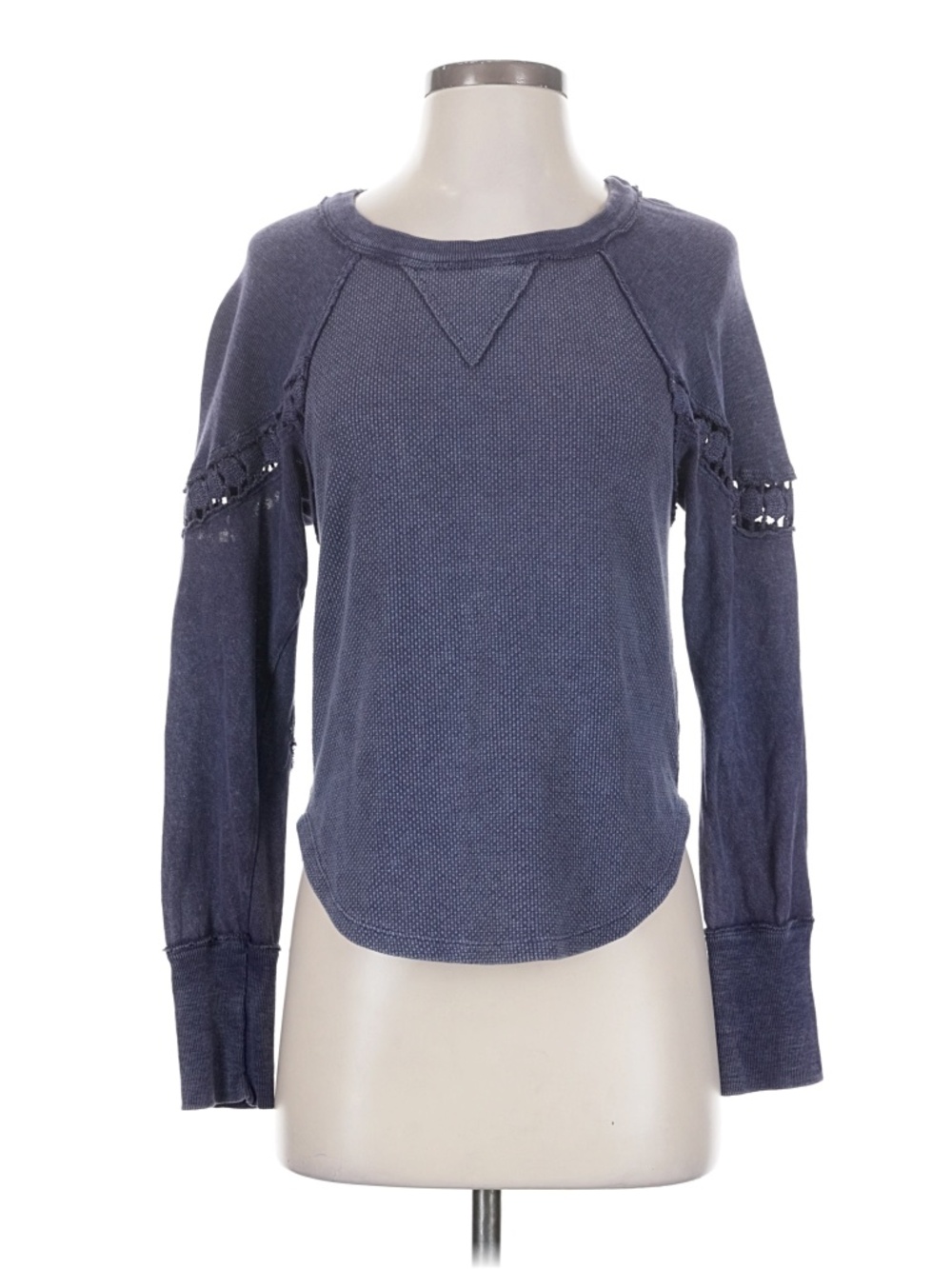 Free People Luella Lace Thermal Long Sleeve Purple XS
